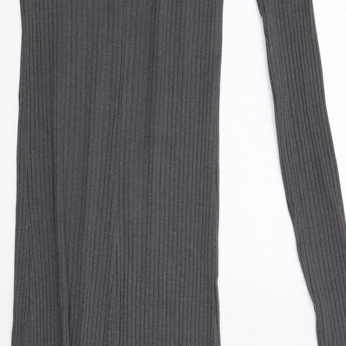 H&M Womens Grey Cotton Jumper Dress Size S Round Neck Pullover