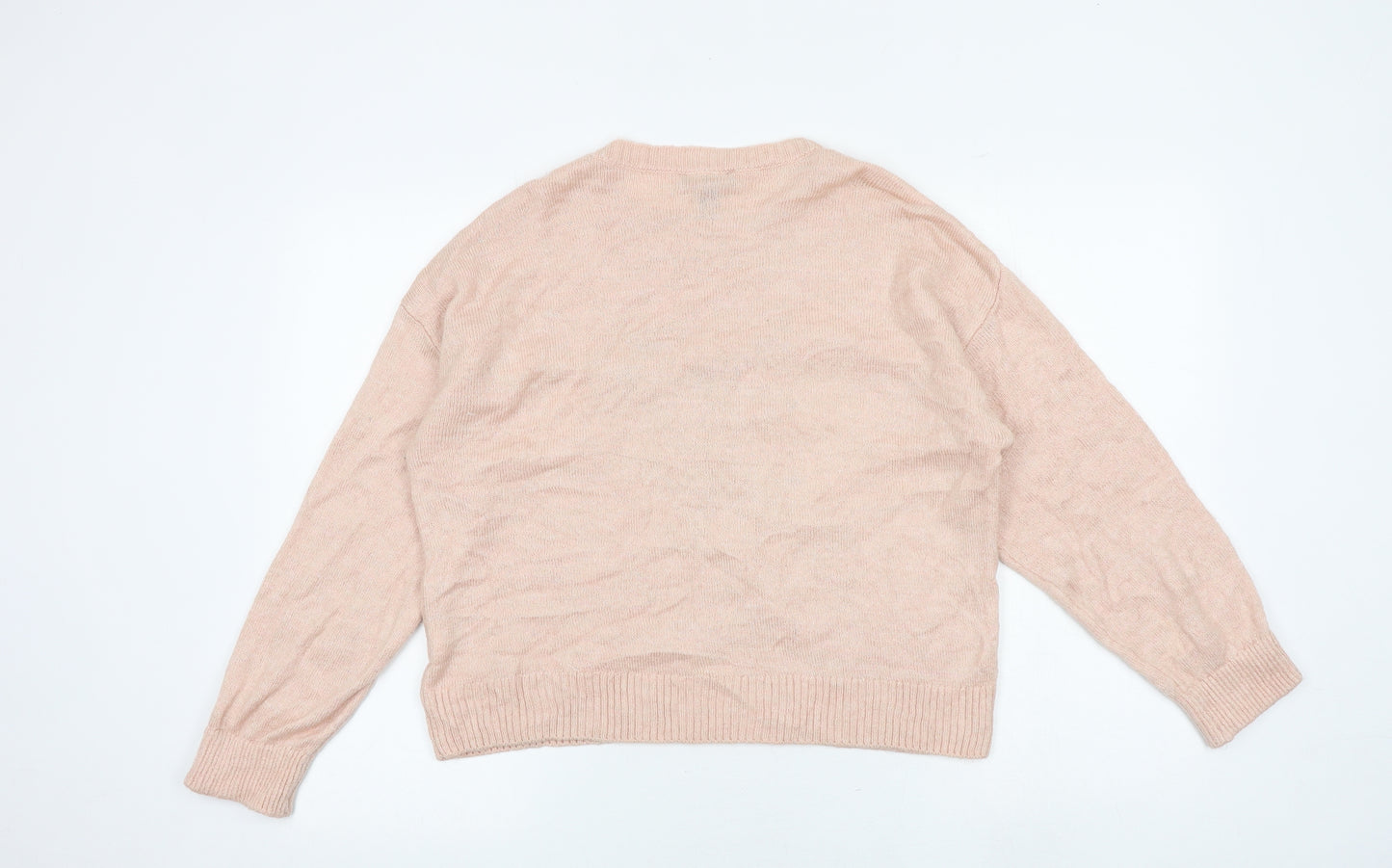 New Look Womens Pink Round Neck Acrylic Pullover Jumper Size M - Koala Christmas