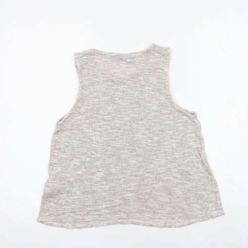 New Look Womens Grey Viscose Basic Tank Size M Boat Neck - Ying Yang Embellished