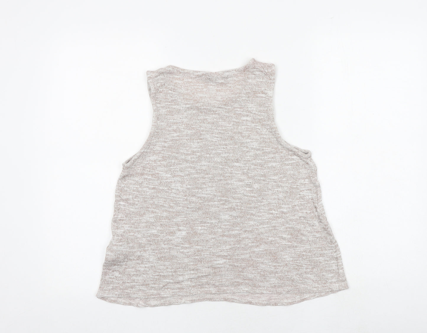 New Look Womens Grey Viscose Basic Tank Size M Boat Neck - Ying Yang Embellished