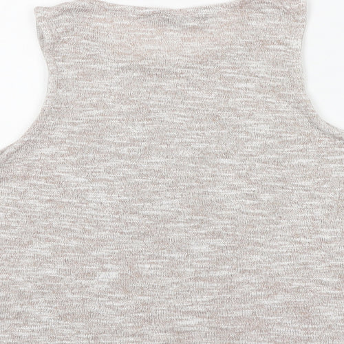 New Look Womens Grey Viscose Basic Tank Size M Boat Neck - Ying Yang Embellished