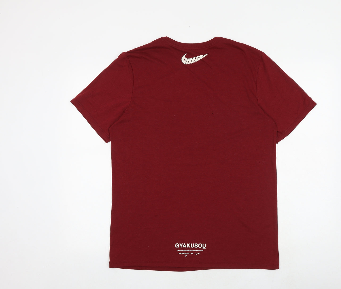 Nike Mens Red Polyester T-Shirt Size M Round Neck