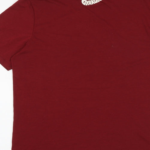 Nike Mens Red Polyester T-Shirt Size M Round Neck