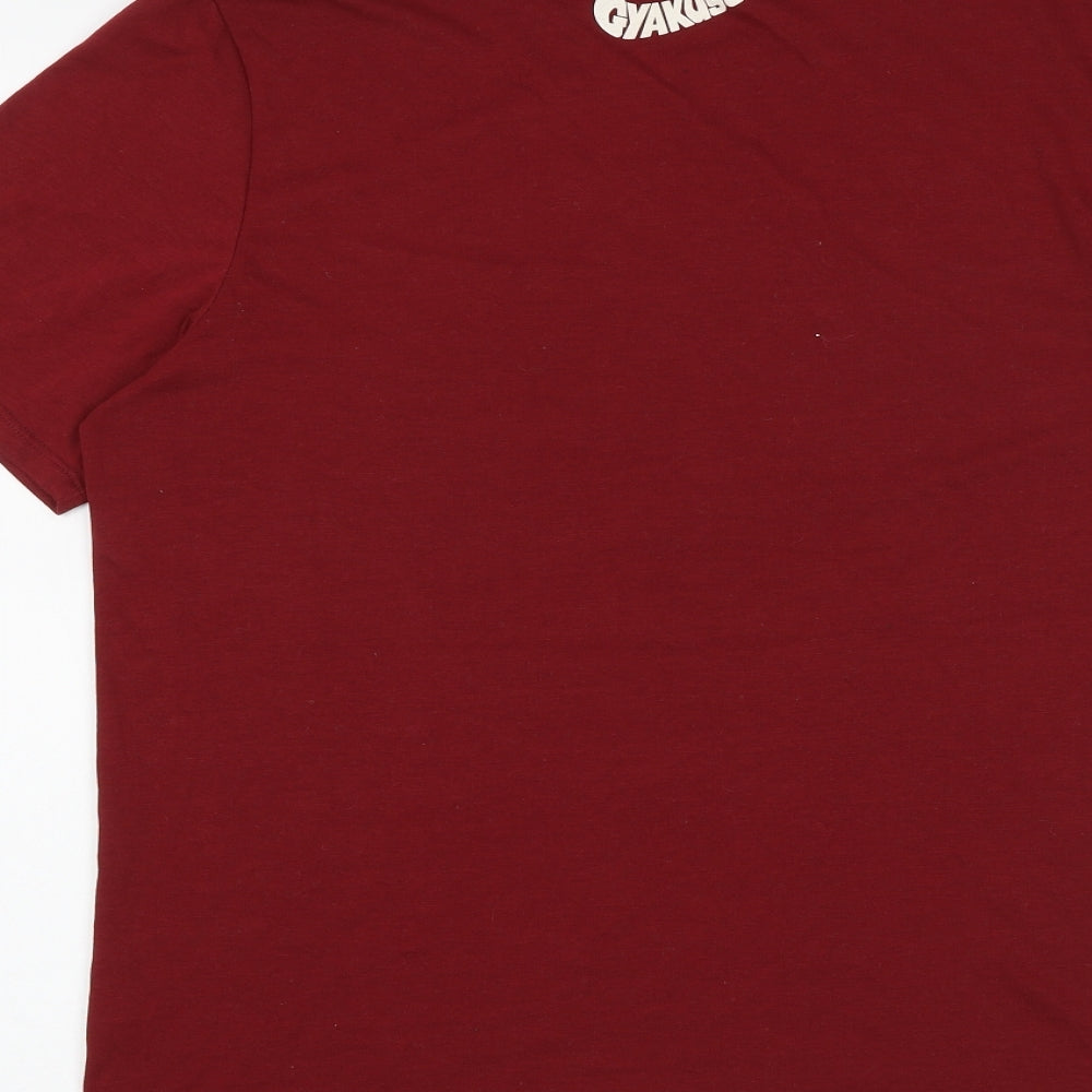 Nike Mens Red Polyester T-Shirt Size M Round Neck