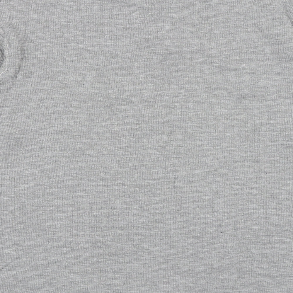 Howarth Mens Grey Cotton Button-Up Size L Roll Neck Button