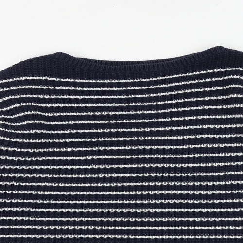 Marks and Spencer Womens Multicoloured Round Neck Striped 100% Cotton Pullover Jumper Size M