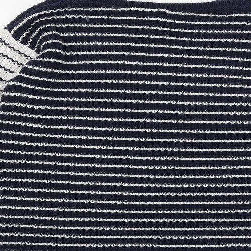 Marks and Spencer Womens Multicoloured Round Neck Striped 100% Cotton Pullover Jumper Size M