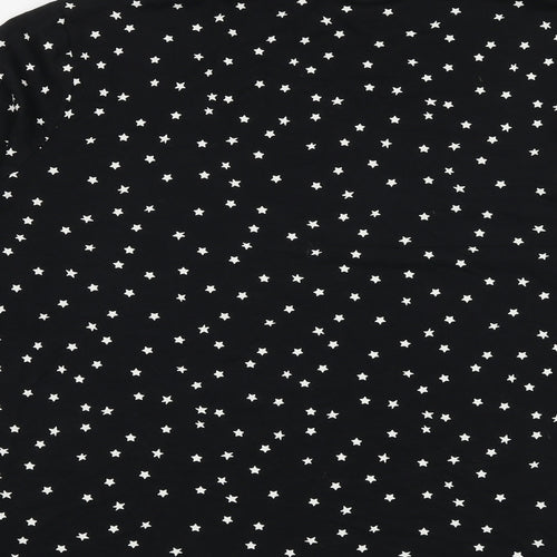 Marks and Spencer Womens Black Geometric Cotton Basic T-Shirt Size 22 Boat Neck - Star Print