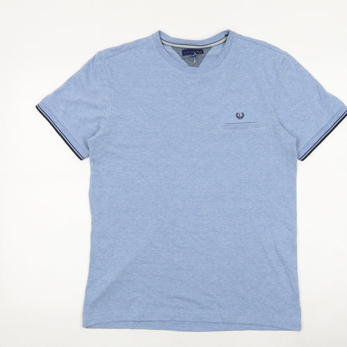 Lincoln Mens Blue Cotton T-Shirt Size M Round Neck