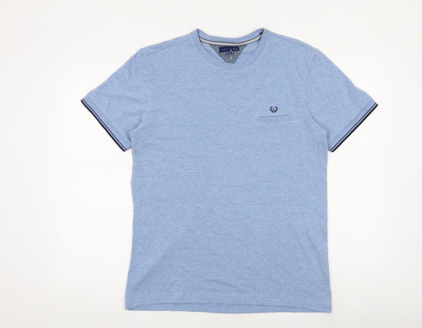 Lincoln Mens Blue Cotton T-Shirt Size M Round Neck