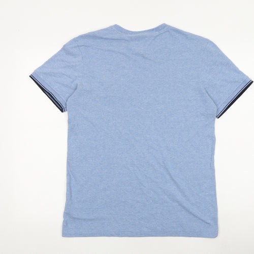 Lincoln Mens Blue Cotton T-Shirt Size M Round Neck