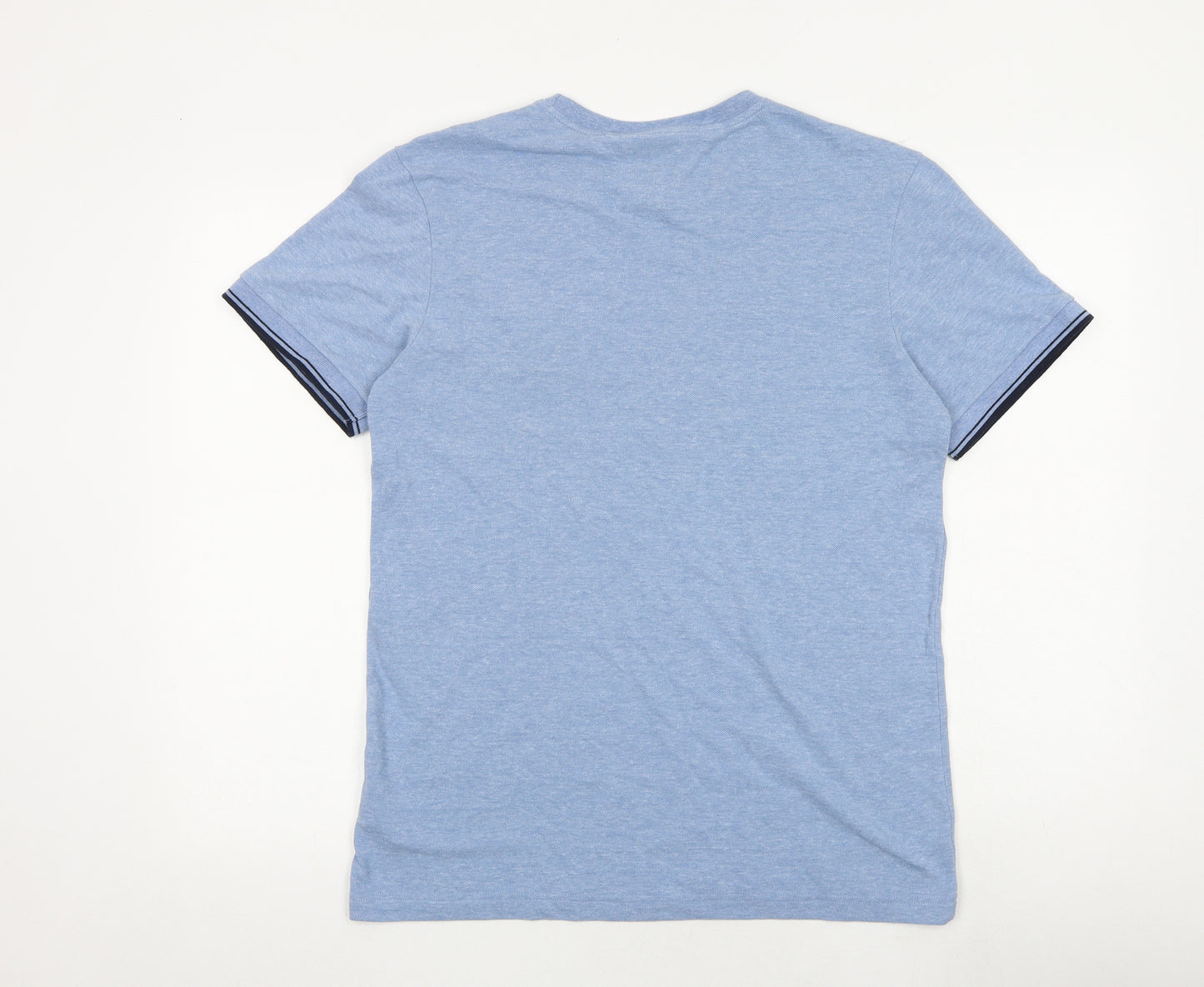 Lincoln Mens Blue Cotton T-Shirt Size M Round Neck