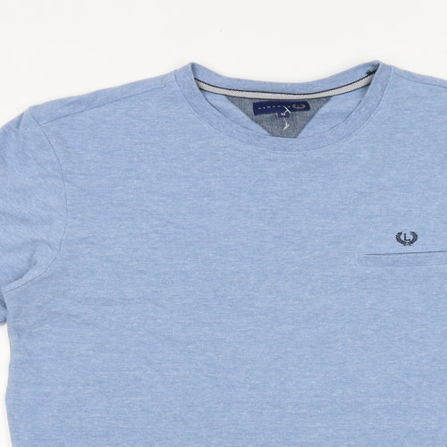 Lincoln Mens Blue Cotton T-Shirt Size M Round Neck