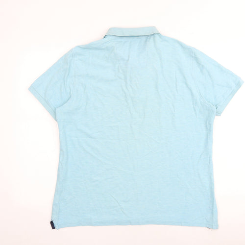 Marks and Spencer Mens Blue 100% Cotton Polo Size L Collared Button