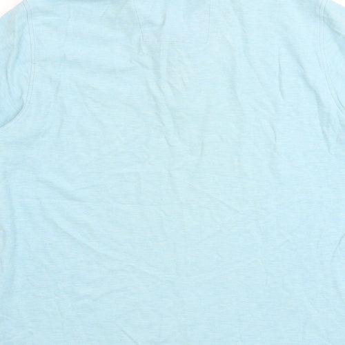 Marks and Spencer Mens Blue 100% Cotton Polo Size L Collared Button