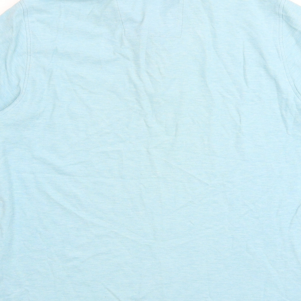 Marks and Spencer Mens Blue 100% Cotton Polo Size L Collared Button