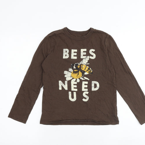 Gap Girls Brown 100% Cotton Basic T-Shirt Size M Round Neck Pullover - Bees Need Us