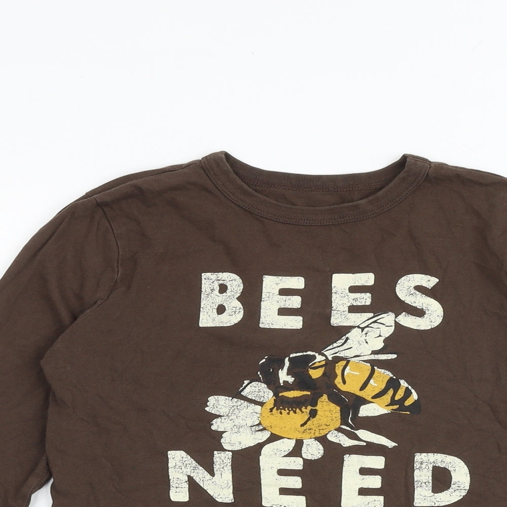 Gap Girls Brown 100% Cotton Basic T-Shirt Size M Round Neck Pullover - Bees Need Us