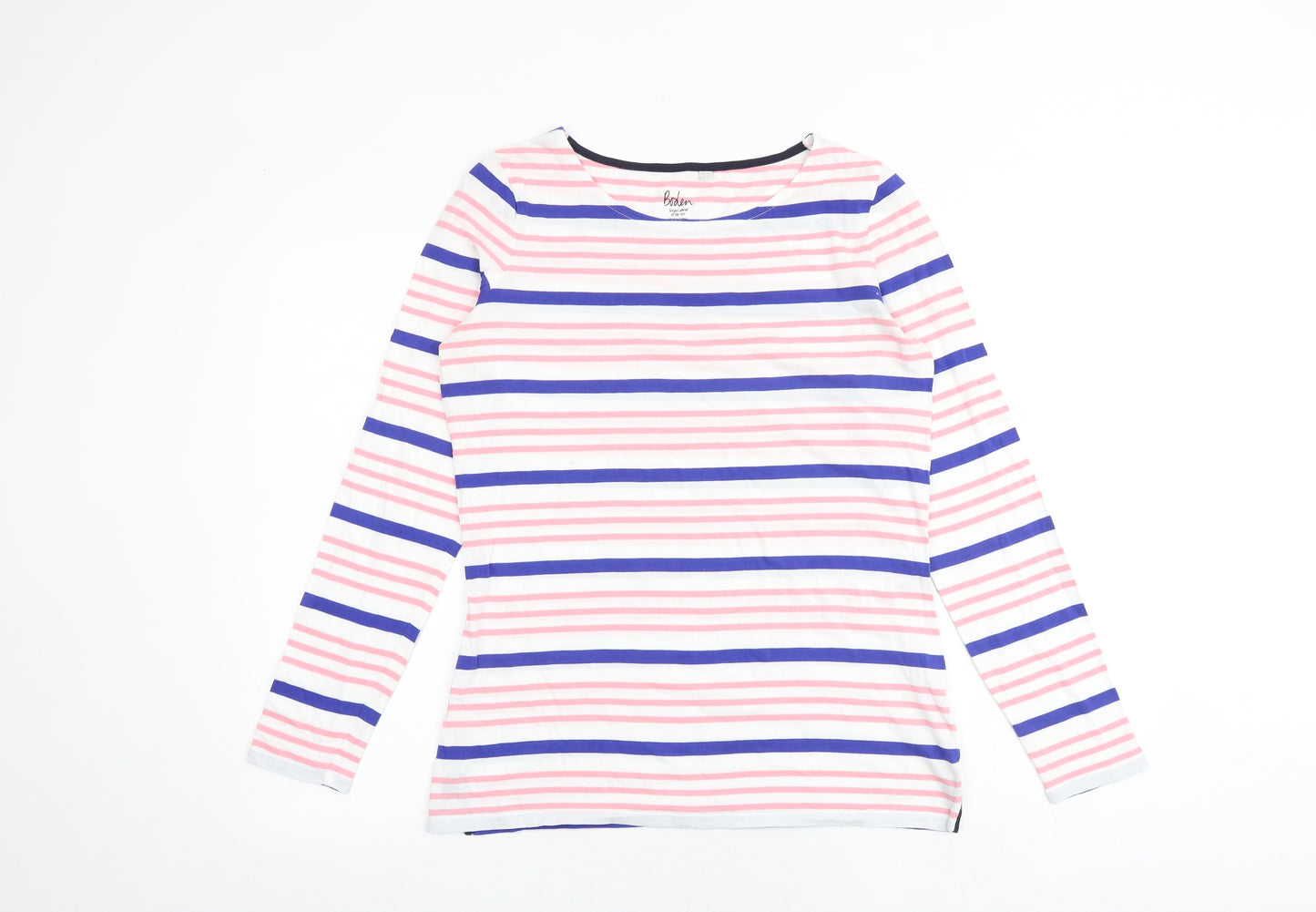 Boden Womens Multicoloured Striped 100% Cotton Basic T-Shirt Size 12 Boat Neck