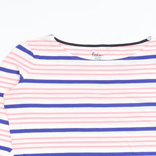 Boden Womens Multicoloured Striped 100% Cotton Basic T-Shirt Size 12 Boat Neck