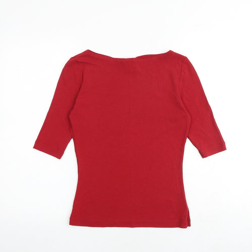NEXT Womens Red 100% Cotton Basic T-Shirt Size 12 Boat Neck
