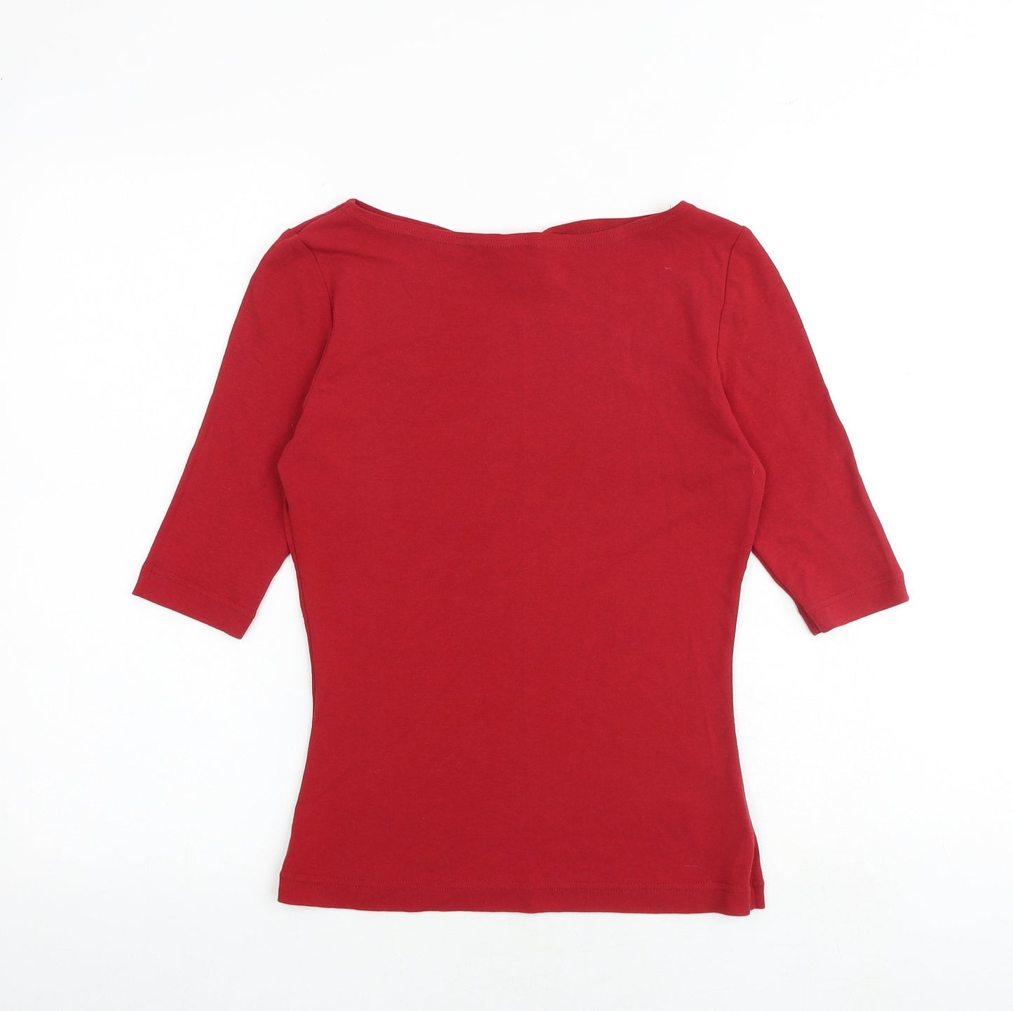 NEXT Womens Red 100% Cotton Basic T-Shirt Size 12 Boat Neck