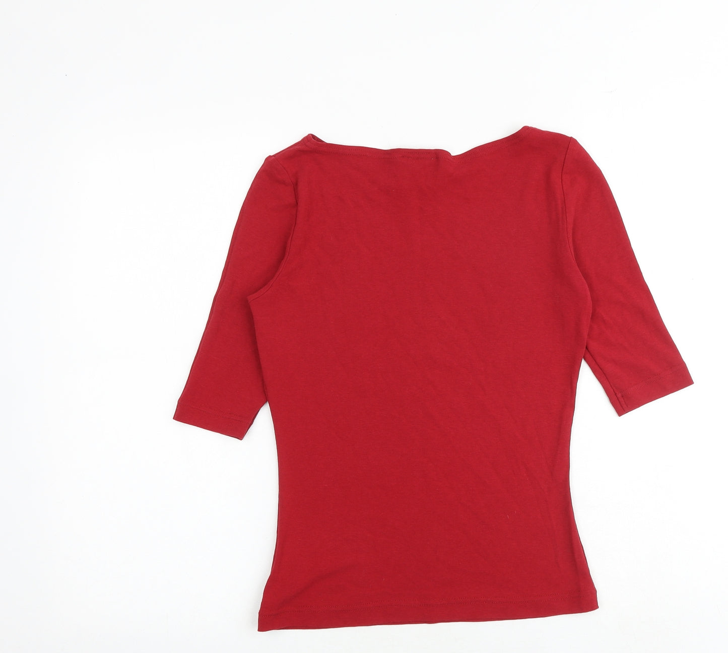 NEXT Womens Red 100% Cotton Basic T-Shirt Size 12 Boat Neck