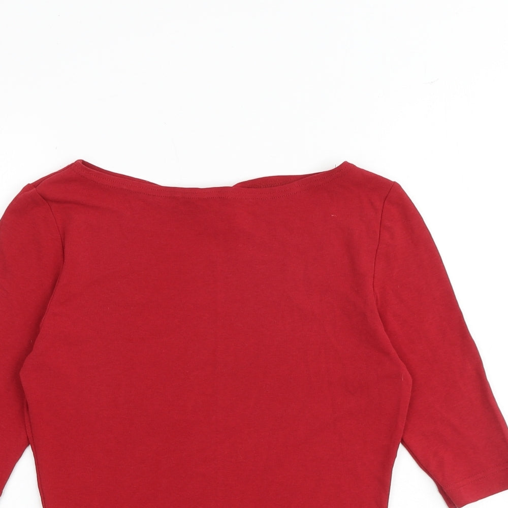 NEXT Womens Red 100% Cotton Basic T-Shirt Size 12 Boat Neck