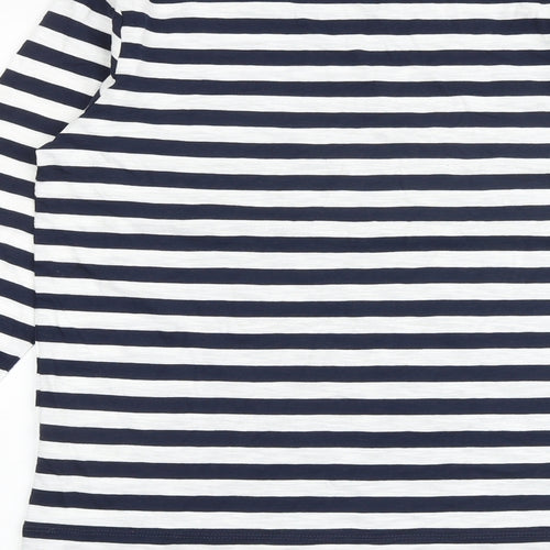 NEXT Womens Blue Striped 100% Cotton Basic T-Shirt Size 6 Round Neck