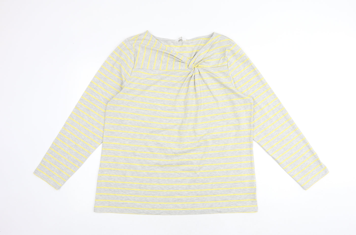 Cotton Traders Womens Multicoloured Striped Cotton Basic Blouse Size 20 V-Neck - Twist Detail