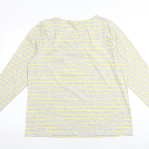 Cotton Traders Womens Multicoloured Striped Cotton Basic Blouse Size 20 V-Neck - Twist Detail