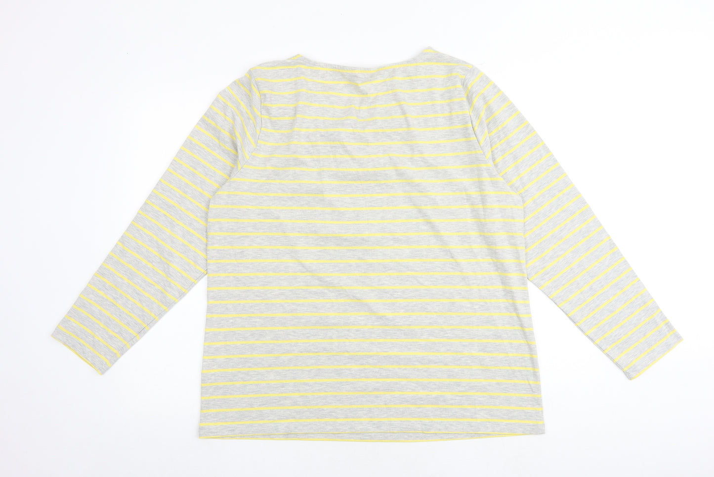 Cotton Traders Womens Multicoloured Striped Cotton Basic Blouse Size 20 V-Neck - Twist Detail