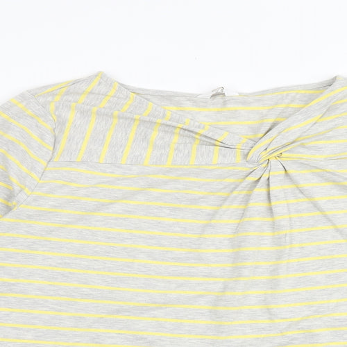 Cotton Traders Womens Multicoloured Striped Cotton Basic Blouse Size 20 V-Neck - Twist Detail