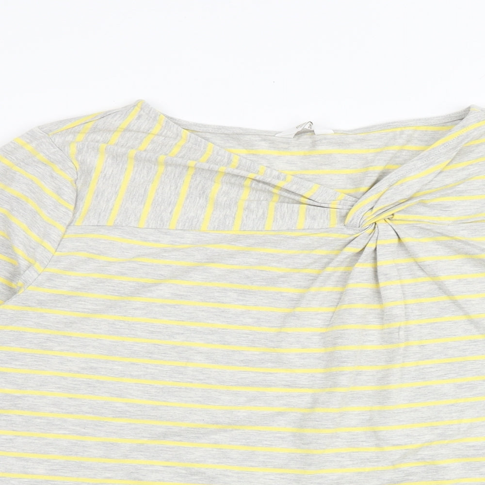 Cotton Traders Womens Multicoloured Striped Cotton Basic Blouse Size 20 V-Neck - Twist Detail