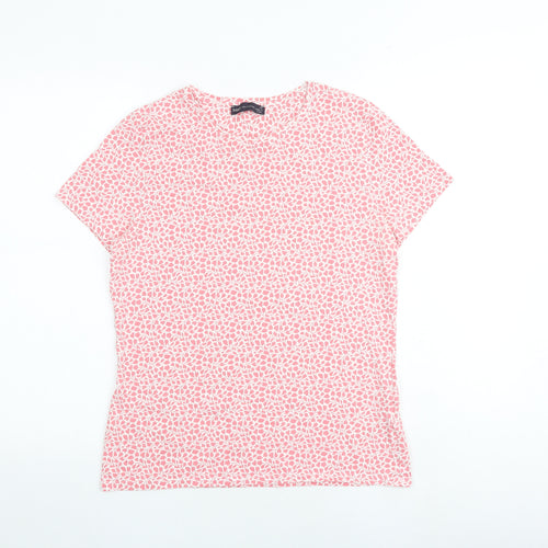 Marks and Spencer Womens Pink Cotton Basic T-Shirt Size 14 Round Neck