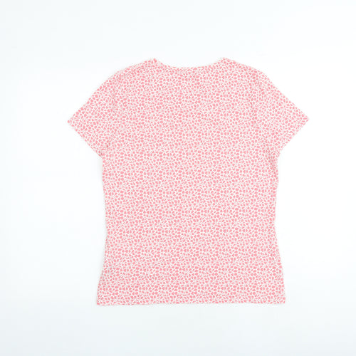 Marks and Spencer Womens Pink Cotton Basic T-Shirt Size 14 Round Neck