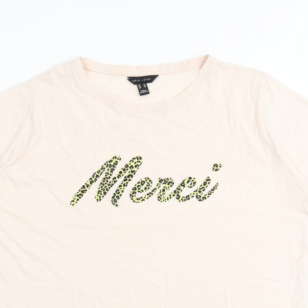 New Look Womens Pink 100% Cotton Basic T-Shirt Size 18 Round Neck - Merci