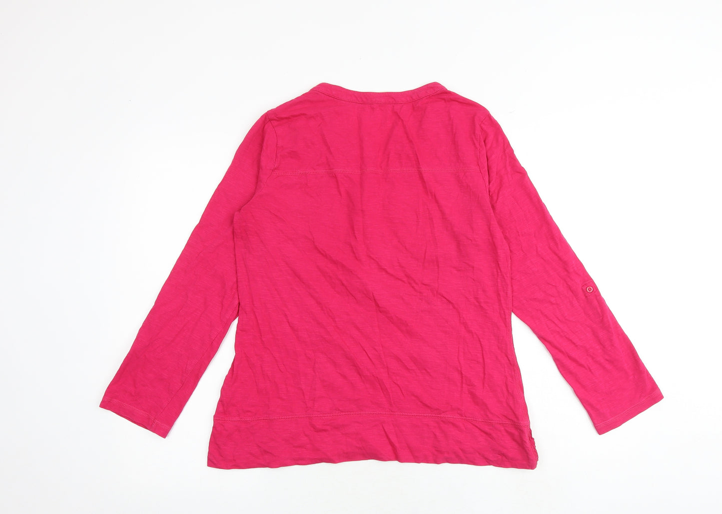 Indigo Womens Pink Cotton Basic Blouse Size 12 V-Neck