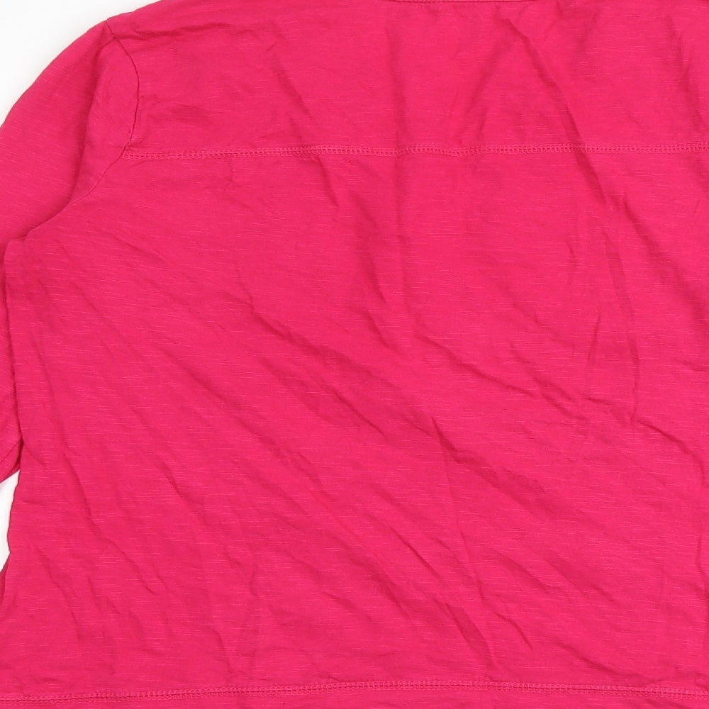 Indigo Womens Pink Cotton Basic Blouse Size 12 V-Neck