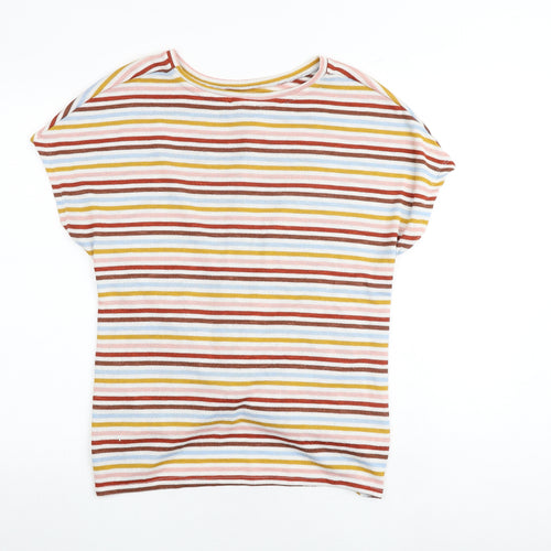 New Look Womens Multicoloured Striped Polyester Basic T-Shirt Size M Round Neck - Twist Detail