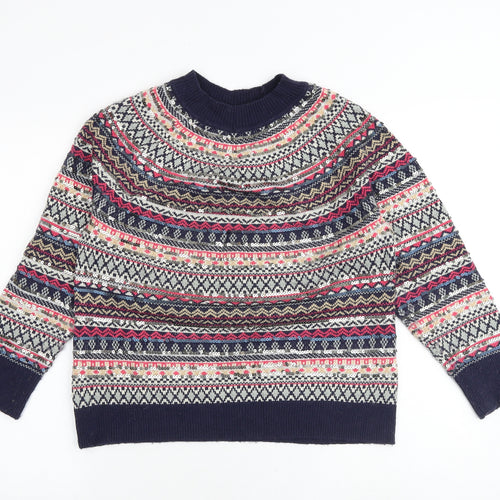 Gap Womens Multicoloured Round Neck Geometric Wool Pullover Jumper Size L