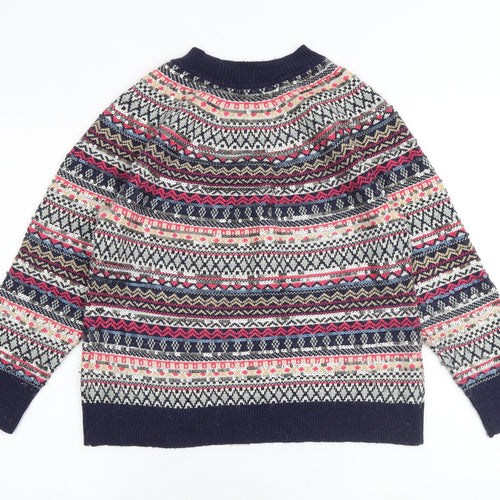 Gap Womens Multicoloured Round Neck Geometric Wool Pullover Jumper Size L