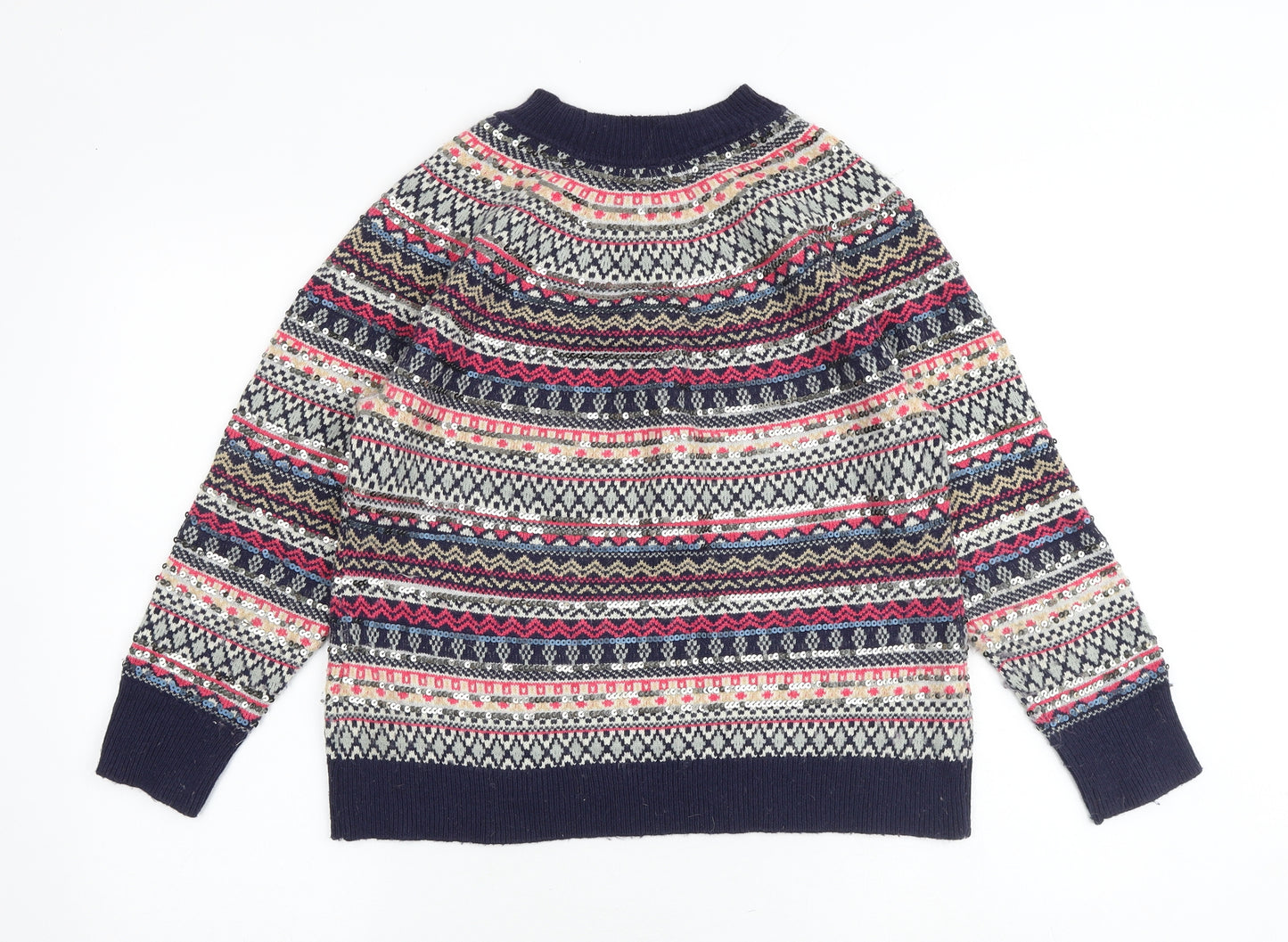 Gap Womens Multicoloured Round Neck Geometric Wool Pullover Jumper Size L