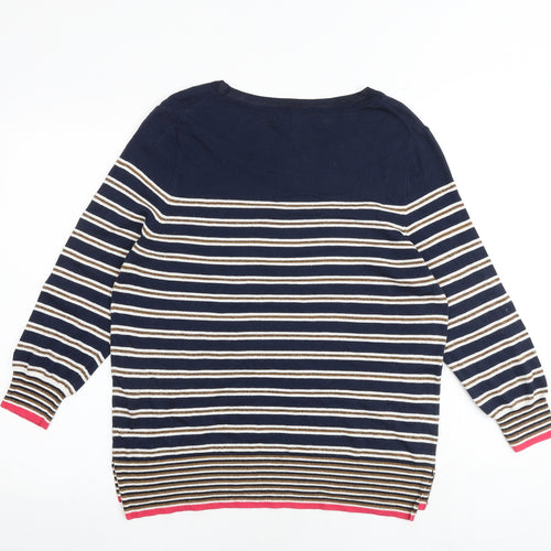 NEXT Womens Multicoloured Round Neck Striped Cotton Pullover Jumper Size 14