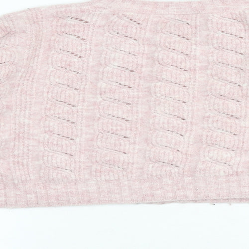 Topshop Womens Pink Round Neck Acrylic Pullover Jumper Size 10 - Cropped