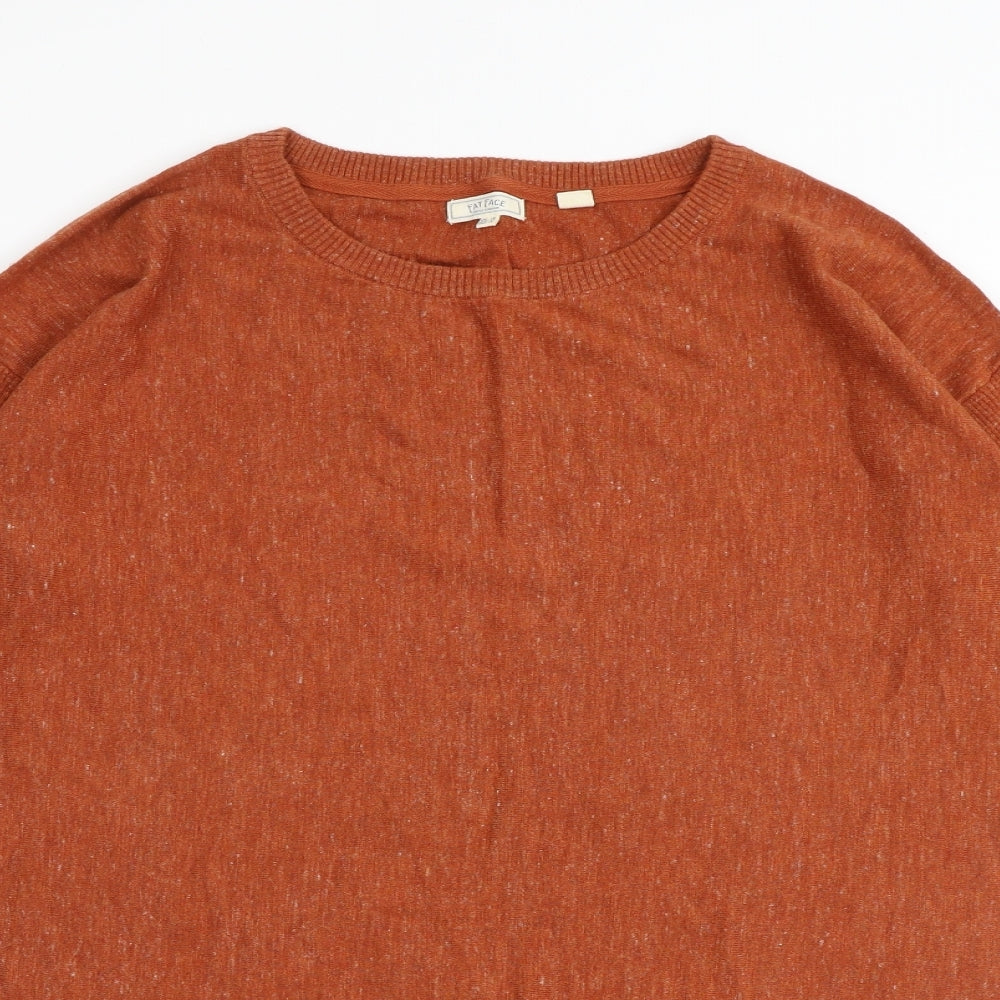 Fat Face Womens Orange Round Neck 100% Cotton Pullover Jumper Size 16 - Asymmetric