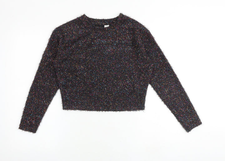 H&M Womens Multicoloured Round Neck Polyester Pullover Jumper Size XS