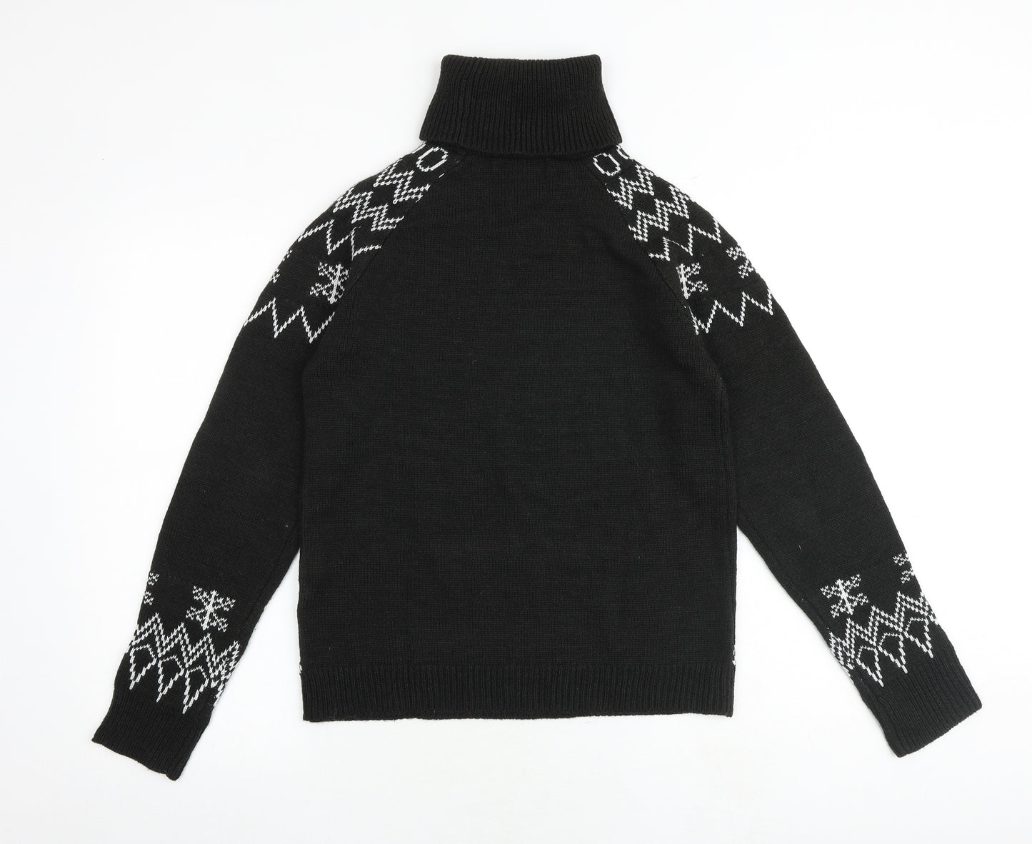 Missguided Womens Black Roll Neck Fair Isle Acrylic Pullover Jumper Size 6 - Size 6-8