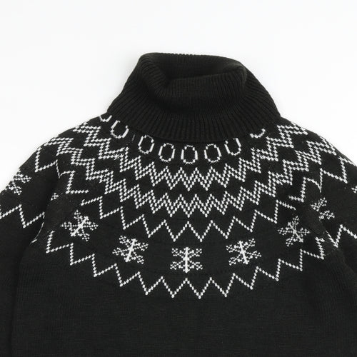 Missguided Womens Black Roll Neck Fair Isle Acrylic Pullover Jumper Size 6 - Size 6-8
