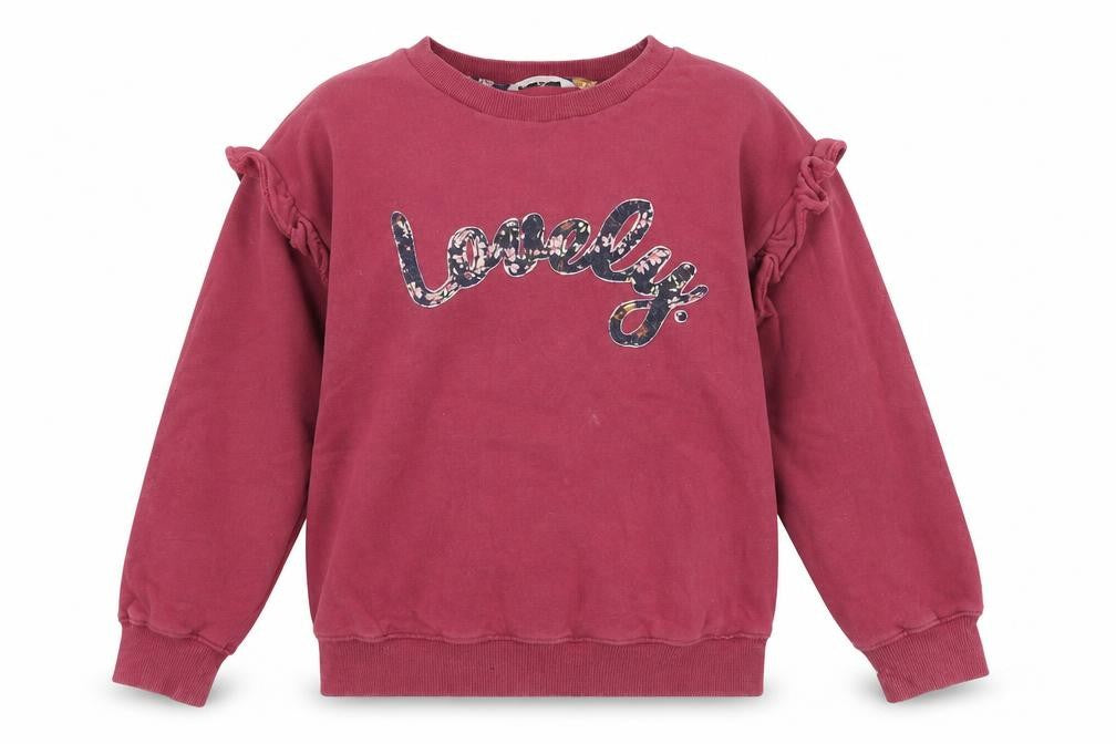 Front view of Oasis girls’ pink cotton pullover sweatshirt, size 13, years pullover - lovely